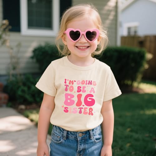 Image of Toddler Girl Big Sister Shirt Pregnancy Announcement T-Shirts Cotton Short Sleeve Tees 2-10 Years