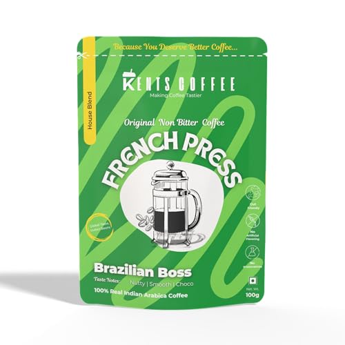 Image of Kents Coffee Brazilian Boss - French Press Coffee | Nutty, Smooth And Choco | Medium Roast, Full-Bodied And Balanced | Low Acidity Coffee | No Added Flavours (100g)