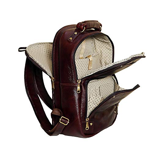 Image of RICHSIGN LEATHER ACCESSORIES Genuine Leather Laptop Backpack Bag For Men And Women, College, Office, Travel Use | 15.6 Inch Laptop Compartment