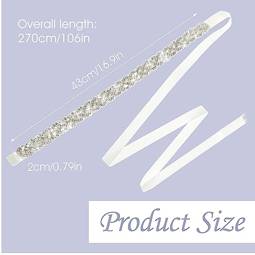 Handcrafted Bridal Rhinestone Wedding Waist Belt for Women, Bling Crystal Belts Glitter Ribbon Belt for Jeans Dress3