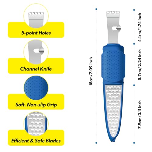 Image of Rainspire Lemon Zester Tool with Channel Knife, Stainless Steel Citrus Zester Tool, Lemon Peeler, Zesters for Kitchen, Ultra Sharp 2-in-1 Tool Easily Creates Citrus Zest, Dark Blue