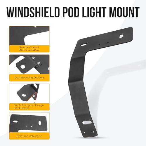 Image of A-Pillar Ditch Light Mount Brackets for 2018-2023 Jeep Wrangler JL 4xe Gladiator JT Accessories, Dual LED Light Pod Aluminum Brackets, 1 Pair 【Does NOT FIT Mojave / Rubicon 392】
