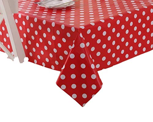Vinylla Polka Dot Red Easy Wipe Clean PVC Tablecloth, 140x180cm