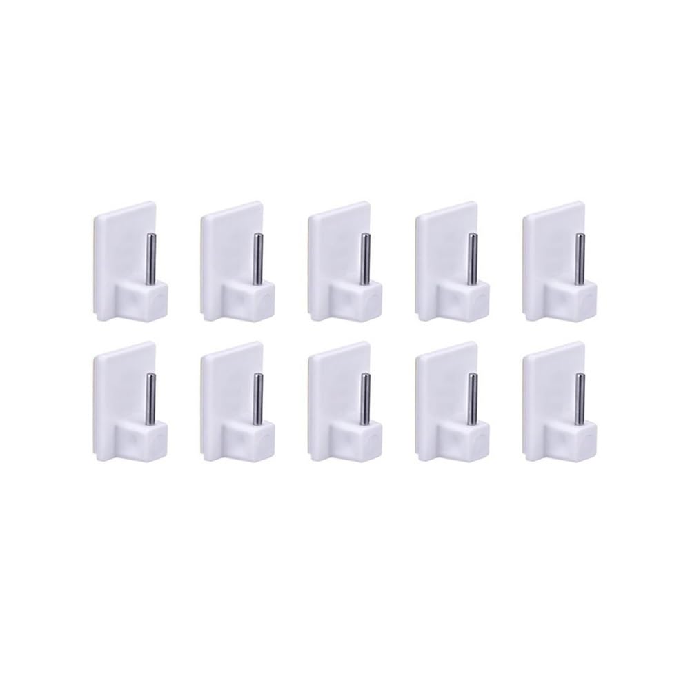 Gentryroo 10Pcs Rectangular Adhesive Metal Rod Hook Punch Free Traceless Wall Fastener