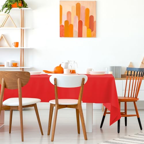 Image of Kopokita 2 Pack Red Plastic Tablecloths Disposable 54 x 108 Inch