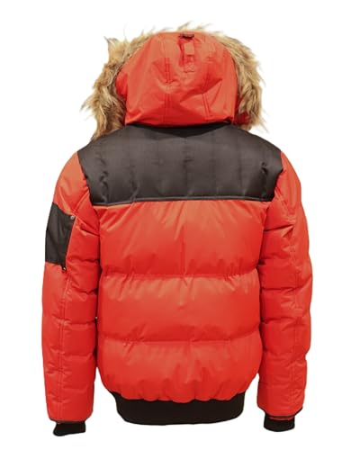 Image of Milano Boys Bomber Jacket Waterproof Puffer Coat with Removable Hood and Faux Fur Trim Sizes 4-20