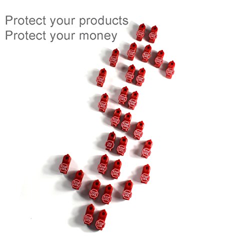 Peg Hook Stop Lock for Prevent The Sweep Theft of Displayed Products on A Wire Peg, Plastic Red 6mm Security Lock, Retail Shop Anti-Theft Display Slatwall and Pegboard Hook Lock (Red Stop Locks)