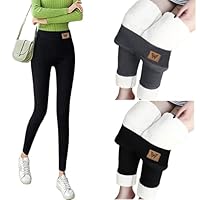 Women's Fleece Lined Leggings Winter Warm Workout Tights High Waisted Thick Thermal Yoga Pants (CA/US, Alpha, Large, Regular, Regular, Black)