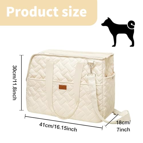 Hundetragetasche bis 5kg, Hundetasche für Kleine Hunde und Katzen, Zubehör für Welpenhandtasche mit Verstellbarer Sicherheitsleine - 41x18x30cm