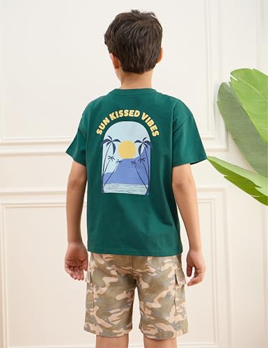 Image of Amazon Brand - Symbol Boys 100% Cotton Oversized Graphic Printed Half Sleeves T-Shirt | Age 6-14 Years