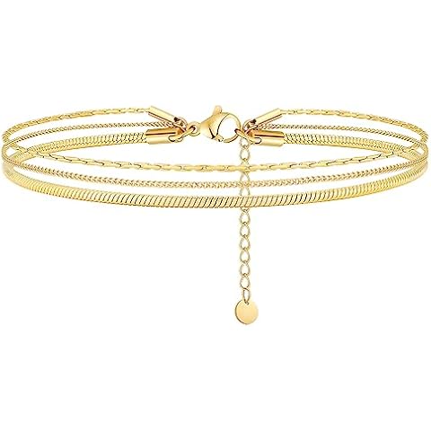 BUEMMR Ankle Bracelets for Women, 18K Gold Plated Dainty Layered Anklet Bracelets Boho Summer Beach Foot Chain Jewelry Gifts Cover