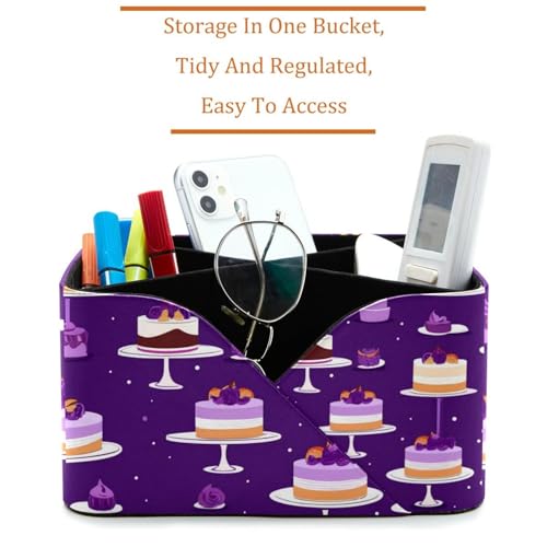 Porte-stylos rectangulaire violet motif dessert pour papeterie et bureau - 3