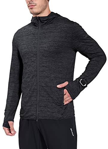 BALEAF Men s Quick Dry Running Shirts Long Sleeve Athletic Jacket for Workout Hiking UPF50+ SPF Lightweight Hoodie Black Small