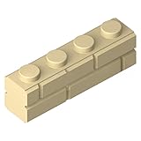 30 Piece Brick, Modified 1 x 4 with Masonry Profile, Beige, Compatible with Lego Parts and Pieces