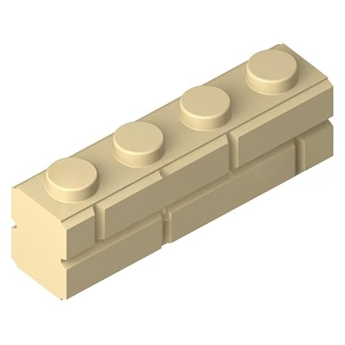 30 Piece Brick, Modified 1 x 4 with Masonry Profile, Beige, Compatible with Lego Parts and Pieces