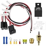 Ronybuy Electric Fan Relay Kit 40 AMP Automotive Relay Thermostat Switch Kit for Radiators Fans Temperature Sensor Switch 185 On 175 Off, Waterproof 12V Electric Cooling Fan Relay Switch Wiring Kit