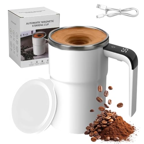 KQWVZ Tasse à Mélanger Automatique, 380 Ml Tasse Auto-Agitante électrique, Gobelet Mélangeur Magnétique Automatique En Acier Inoxydable, Tasse à Café Magnétique...