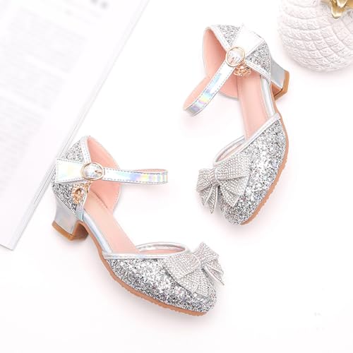 IWIHMIV Girls Sandals Low Heel Dress Ankle Strap Bow Flower Wedding Party Shoes for Little Kid Dress Up Shoes for Girls3
