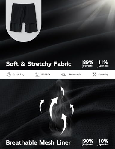 baleaf Men's Athletic Running Shorts 9" Quick Dry Workout Gym Shorts Lightweight Mesh 2 in 1 Shorts with Zipper Pockets3