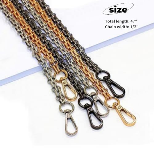 LONG TAO 47\" DIY Iron Chain Strap Handbag Chains Accessories Purse Straps Shoulder Cross Body Replacement Straps (Gold)