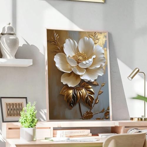 Tableau sur toile fleurs blanches déco murale bureau 40x60 - 2