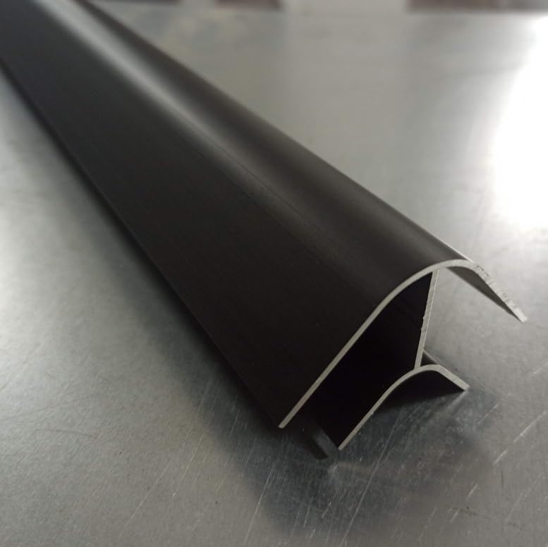 4x1000mm, 4 barras de 1m de perfil aluminio curvo 90º radio corto, acabado en ANODIZADO NEGRO, para mobiliario CAMPER, H2 y H3. Para contrachapado o policarbonato de 15mm o 16mm. OPCIÓN CORTE A MEDIDA