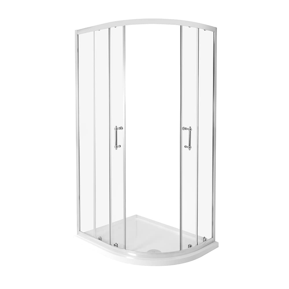 Milano Langley Chrome Right Hand Quadrant Shower Enclosure White Tray - 900mm x 760mm