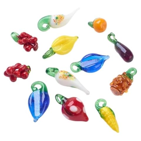 DanLingJewelry 20Pcs Fruit Vegetable Handmade Lampwork Beads Mixed Food Shape Glass Loose Spacer Beads Charms for Bracelets Necklaces Jewelry Making Cover