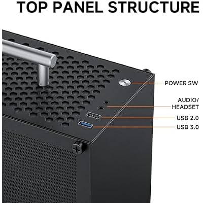 Mini ITX PC Case, Small Form Factor Computer Case, Support SFX/SFX-L PSU, HDD/SSD Drive Bays & 2 Fans Position Compatible, Portable ITX Gaming Case with Removable Handle - Black