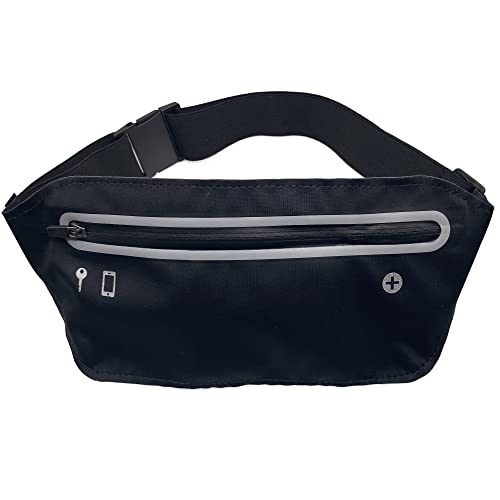 Riñonera Running Hombre y Mujer - Ultrafina y Ligera - Impermeable, Ciclismo, Correr, Hacer Deporte (Negro) Cover