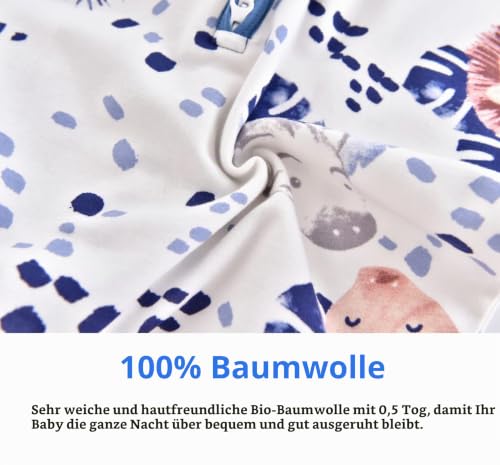 Chilsuessy Baby Sommerschlafsack mit Füßen 0.5 Tog Kleine Kinder Schlafsack mit Beinen Unwattiert 100% Baumwolle Schlafstrampler für Jungen… – Ansicht 5