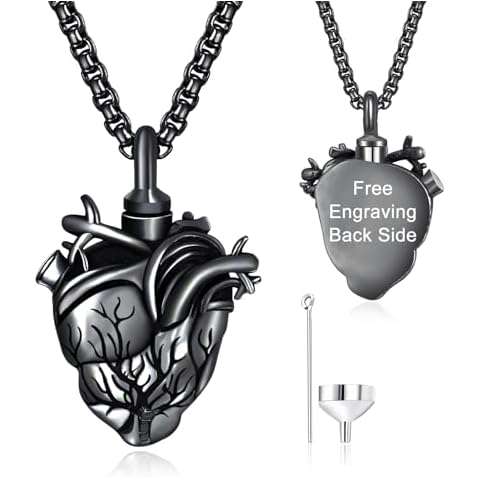 ADMETUS Personalized Cremation Jewelry for Ashes 925 Sterling Silver Tree of Life Urn Necklace Heart Urn Pendant Custom Keepsake Jewelry Memory Gifts for Men Cover