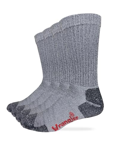 Wrangler Men's Ultra Dri Everyday Rib Crew Work Boot Socks (4 Pairs)
