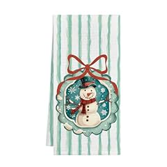 Green Striped Christmas Snowman