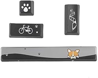 Yctze Mechanical Keyboard Keycaps, Mini Black Dogs Pattern Keycaps, DIY Space+ESC+Enter+Numpad Enter Key Cap(black dogs pattern)