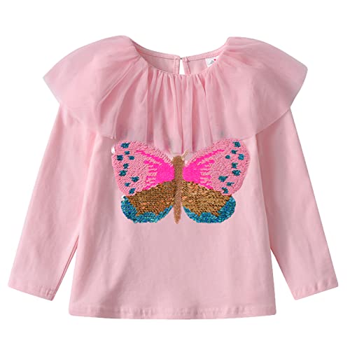 Image of VIKITA Girls Shirts Winter Long Sleeve Shirts Casual Tops for Girls, 2-12 Years