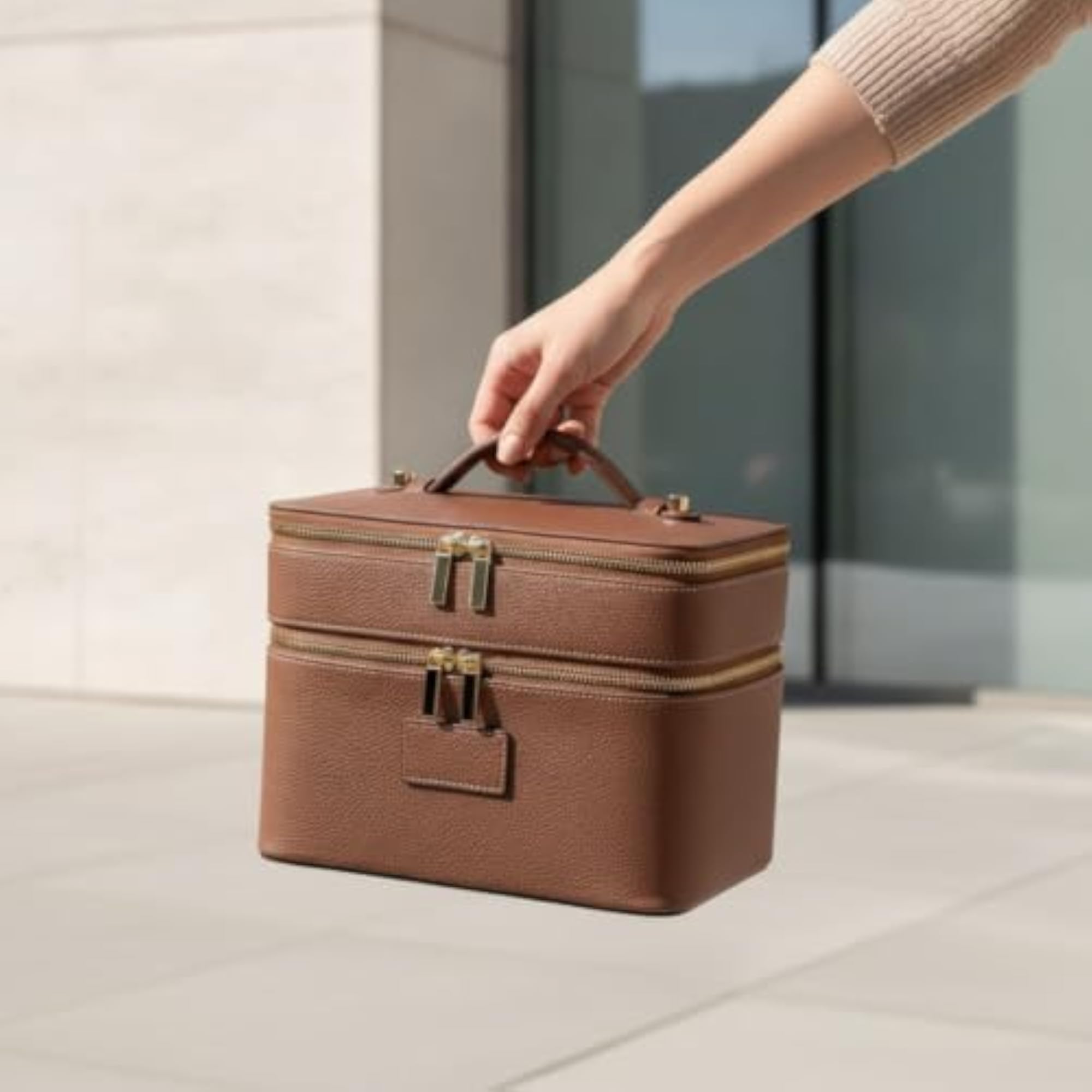 Two-part Compartment Double-Layer Cosmetic Case
