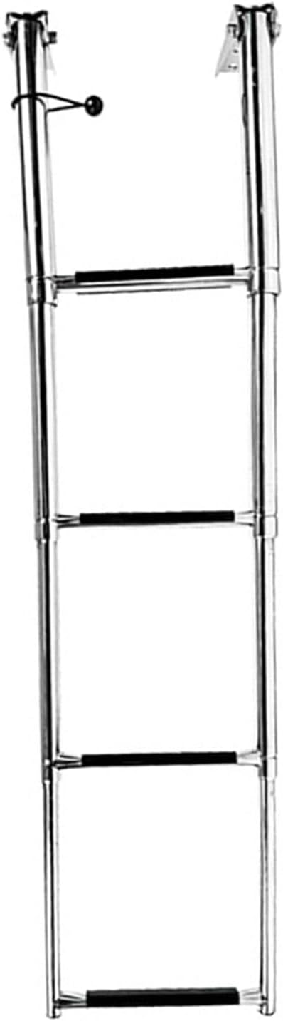 Foldable Ladder for Boats 4 Sections Stainless Steel Build Anti Slip Treads Hassle Installation Swimming