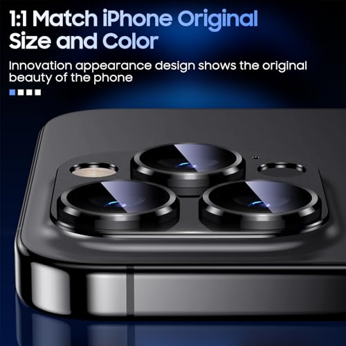 Uyiton Compatible with iPhone 15 Pro/iPhone 15 Pro Max Camera Lens Protector, [Not Easy to Break][Strong Adsorption][Case-Friendly] Metal Tempered Glass Rear Camera Screen Cover - Black, 2 Pack - Thumbnail 5