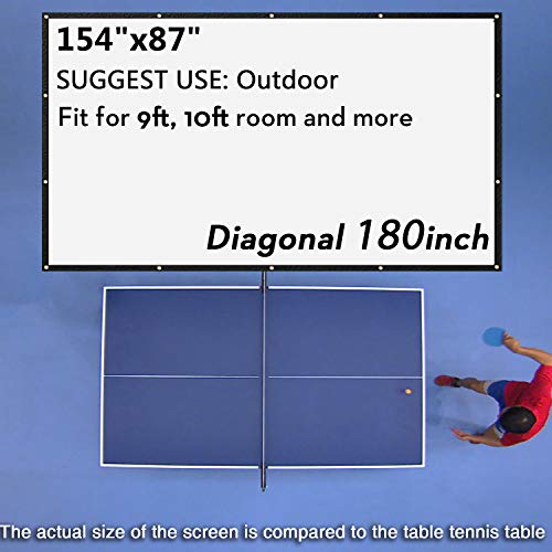 Nierbo Large Projector Screen 180 Inch Of Canvas Material 16:9 Projection Movies Screen Outdoor Projection Screen For Church School Home Indoor 1.6 Gain Not Include Mount #TOP1