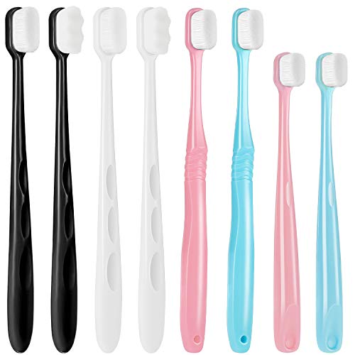 8 Pieces Micro Nano Manual Toothbrush Kids Extra Soft Nano Toothbrush Adult Toothbrush with 20000 Soft Bristles for Sensitive Gums for Adult and Children