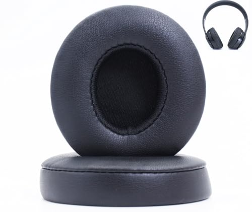 Replacement Ear Pads Compatible with Beats Solo 2.0 Solo 3.0 Wireless Headphones Soft Comfort Protein Leather Memory Foam Resilient (Black)