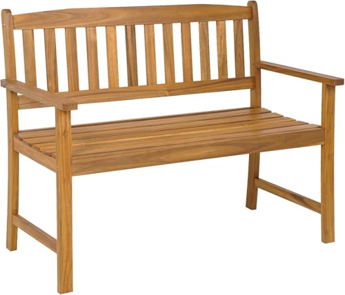 FANTASK Gartenbank Holz, Holzbank wetterfest, 2-Sitzer Sitzbank aus Akazienholz, Balkonbank bis 360 kg belastbar, 110 x 56,5 x 86 cm, Natur FANTASK Gartenbank Holz, Holzbank wetterfest, 2-Sitzer Sitzbank aus Akazienholz, Balkonbank bis 360 kg belastbar, 110 x 56,5 x 86 cm, Natur