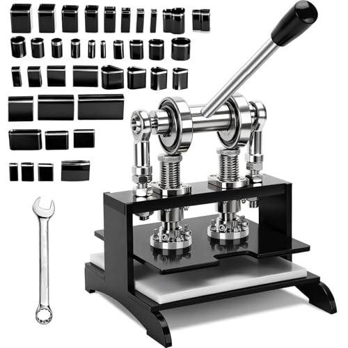Leather Cutting Machine 1.5 Ton,20 * 20cm Leather Hand Press Dual Guide Shafts Die Cut Machine with 39 pcs Hole Punch Tool Set for Leathercraft,DIY & Various Materials Die Cutting