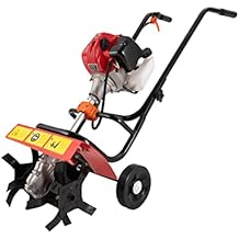 Gas Powered Tiller, 52Cc 2 Stroke Garden Yard Rototiller Tilling Cultivator Heavy Duty Gasoline Tiller with Adjustable Wheels & Long Handle for Plowing Turning Soil Ditching 1900W 52CC 2-Stroke