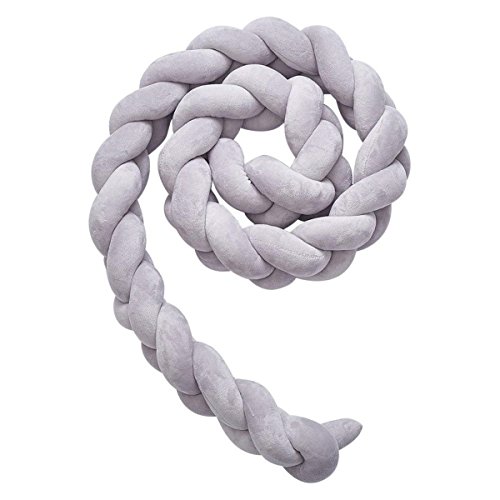 Wanguo Braid Pillow, Baby Crib Bumper Cojín Plush Knot Pillow Baby's Room Decoration 78.7" (Color : Gray)