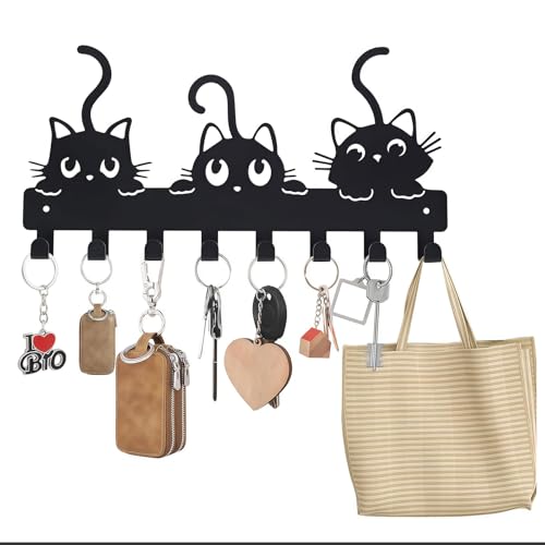 Bafutayawa Key Hooks, appendichiavi con mensola e ganci, porta chiavi con supporto di fissaggio, portaguinzagli per cani per ingresso, corridoio, ufficio, pronto per appendere