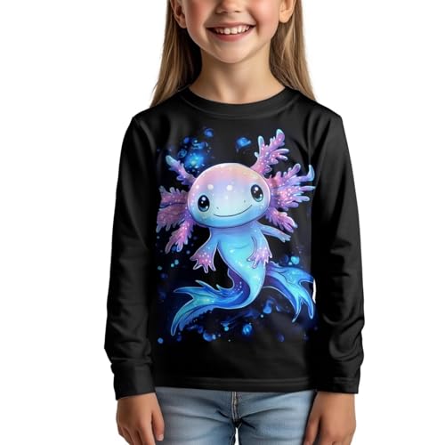 Girls Long Sleeve Shirt with Cute Graphic Casual Pullover Tops 3-16Y3