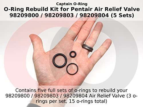 Captain O-Ring – Oring Rebuild Kit For Pentair Air Relief Valve 98209800/98209803 / 98209804 (5 Sets, 15 O-Rings) #TOP3