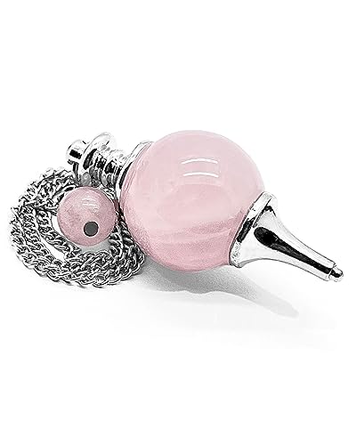 arana's - Pendulo adivinacion profesional CUARZO ROSA - Pendulo divinatorio universal de radiestesia en piedra natural y metal - Para reiki feng-shui tarot wicca esoterismo (Cuarzo rosa)